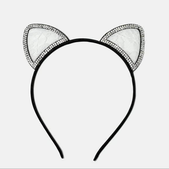 NEW CAT WHITE LACE EARS HEADBAND - Picture 3 of 6